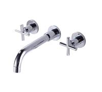 QTHWB Antique Black Brass Wall-Mounted Kitchen Faucet Double Cross Handle Swivel Spout Hot & Cold Mixing Elegant Design for Modern Homes