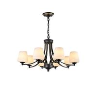 QTHWB Antique Chandelier White Glass Uplighter Metal Ceiling Lights Sputnik For Living Room Dining Bedroom,8Heads-WarmLight