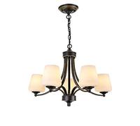 QTHWB Antique Chandelier White Glass Uplighter Metal Ceiling Lights Sputnik For Living Room Dining Bedroom,5Heads-TricolorLight