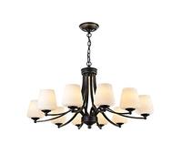 QTHWB Antique Chandelier White Glass Uplighter Metal Ceiling Lights Sputnik For Living Room Dining Bedroom,10Heads-TricolorLight