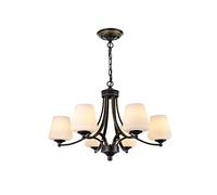 QTHWB Antique Chandelier White Glass Uplighter Metal Lights Sputnik Ceiling For Living Dining Room Bedroom,6Heads-WarmLight