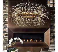QTHWB ASerZenith Crystal Silver Dandelion Light Fireworks Chandelier for Living Dining Room Kitchen Island G9 Included (8 Lights)