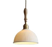 QTHWB Base Single-Head Hanging Light,Japanese Minimalist Chandelier,Creative Striped Ceramic Pendant Lamp Lampshade,Bookstore Restaurant Corridor Decorative F
