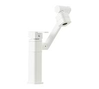 QTHWB Basin Taps 360° Swivel,White,Single-Lever Basin Mixer Tap,Modern Monobloc Basin Taps,Brass Anti-Corrosion,Hot and Cold Water Mixing,Universal Swivel Basin Faucet,White B