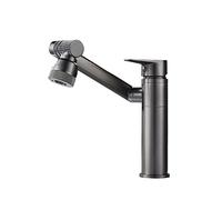 QTHWB Bathroom Mixer Tap,Gun Gray,360° Swivel Basin Mixer Tap,Monobloc Basin Tap,Multi-Directional Rotation,Hot and Cold Water Mixing,Brass,Gun Gray B