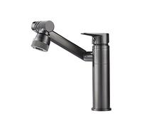 QTHWB Bathroom Mixer Tap,Gun Gray,Modern Monobloc Basin Taps,Bathroom Taps Mixer,Brass Hot and Cold Mixing 360 Multi-Directional Rotation,Gun Gray B