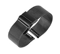 QTHWB black/silver/rose golden 18mm/20mm/22mm watch band mesh stainless steel strap fold over clasp watches replacement