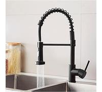 QTHWB Black Sink Faucet Pull Out Sprayer Flexible Commercial Bar Mixer Tap Farmhouse Hot & Cold Water Spring Design Durable Kitchen Taps