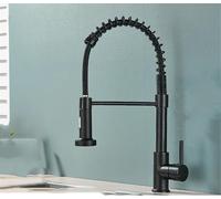 QTHWB Brass Single Lever Kitchen Faucet Pull Down Spray Nozzle Hot and Cold Water Mixer Tap Black with Dot Design Chasing The Dawn