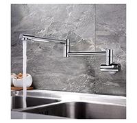 QTHWB Brass Swivel Faucet Accessory Single Lever Folding Laundry Pool Spout for Bathroom & Kitchen, Wall Mount Cold Water Sink Tap, Chrome/Brushed Finish, Versatile Vanity Mixer