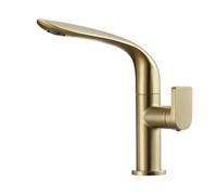 QTHWB Brushed Gold Bathroom Sink Tap Single Handle Rotat Mixer Hot Cold One Hole Basin Faucet for Modern Bathrooms Stylish & Durable Design