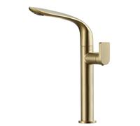QTHWB Brushed Gold Bathroom Sink Taps Single Handle Rotat Mixer Hot & Cold Water Basin Faucet for Modern Bathrooms One Hole Design