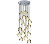 QTHWB Ceiling Light Crystal Raindrop Chandelier,G4 Stairs Long Chandeliers Spiral Staircase Chandelier Fixture for Hotel Living Room Home Bar-Silver 16