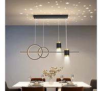 QTHWB Chandelier with Star Projection Lamp, Dimmable Pendant Light Spotlights,Adjustable Linear Hanging for Kitchen Island-Black a 100x120cm(39x47inch)