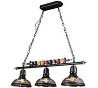 QTHWB Cognac Shade Pool Table Adjustable Billiard Lights Hanging Industrial V-intage Pendant 3 Light Decoration Chandelier,for Living Room