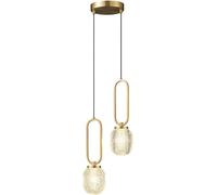 QTHWB Copper Lamp Glass Hanging Light, G9 Pendant Fixtureard Adjustable Suspension Wire Lights Compatible with Indoor Bedroom Kitchen, Chandeliers