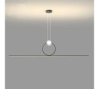 QTHWB Creative Black Linear Brass Pendant Light, Strip Copper Hanging Lights with Crystal Decoration, Modern LED Living Room Decorative Lighting Atmosphere Lamp, Kitchen Island Chandeliers