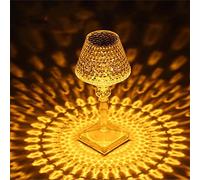 QTHWB Crystal Diamond Touch Table Lamp,16 Colors Dimmable Acrylic Wine Glass Desk Lamp,USB Rechargeable Nightstand Lamps for Bedroom Ambient Decorative,Bedside Decorative Light