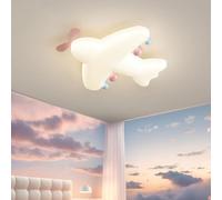 QTHWB Dimmable Airplane Ceiling Lights Compatible with Bedroom Cartoon Aircraft White Milk Lamp Large Pink Flush Mount Ceiling Light,Luxury