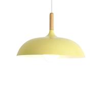 QTHWB Dome Shape Light 1 W/Oak Wood and Iron Finish Lanterns Color Chandelier Semi Flush Mount Fixture for Kitchen Island,Dining Room, Yellow, 45cm