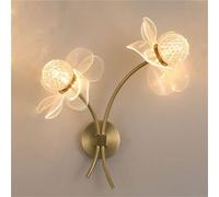 QTHWB Double Head Flower Lamps, Acrylic Bedside Mounted Light for Living Room Hallway Wall Sconces(40cm/15.7in B)