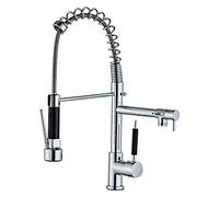 QTHWB Down Sprayer Pull Out Faucets Commercial Spring Kitchen Faucet Hot and Cold Water Deck Mounted Brass Sink Tap 2 Spout with Standard Fitti econ Thriving