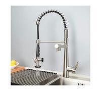 QTHWB Down Sprayer Pull Out Faucets Spring Kitchen Faucet Hot and Cold Water Deck Mounted Brass Sink Tap 2 Spout with Standard Fittings,Brushed econ Thriving