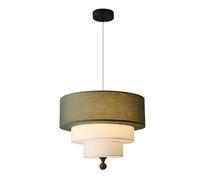 QTHWB Farmhouse Light Fixture 3-Tier Drum Pendant With Fabric Shade 17.7 Inch Rustic Hanging Chandelier For Living Kitchen Dining Room Bedroom Entryway
