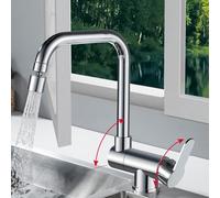 QTHWB Faucet Folding Inside Window Mixer Faucets Brass Swivel Hot and Cold Water Single Handle Kitchen Sink Faucet-Chrome Plated