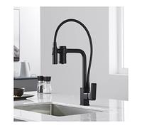QTHWB Faucet Water Filter Built in,2-in-1 Filtered Single Handle Mixer Kitchen Sink Taps with Pull Down Sprayer, High-Arc 360 Swivel Spout Faucet,Black Thriving