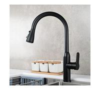 QTHWB Faucets,Kitchen Faucets with Down Sprayer,Hot and Cold Water Mixer Taps, Single Handle Brass High Arc Kitchen Sink Pull Out Faucet,Black Thriving