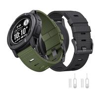QTHWB for Instinct/Instinct 2 Band, Soft Nylon Replacement Watch Strap Compatible with 22mm Instinct2 Tactical//Esports/Solar (Black+Green (Black Buckle))