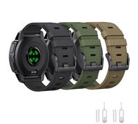 QTHWB for Instinct/Instinct 2 Band, Soft Nylon Replacement Watch Strap Compatible with 22mm Instinct2 Tactical//Esports/Solar (Black+Khaki+Green (Black Buckle))
