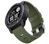 QTHWB for Instinct/Instinct 2 Band, Soft Nylon Replacement Watch Strap Compatible with 22mm Instinct2 Tactical//Esports/Solar (Green (Silver Buckle))