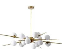 QTHWB Glass Ceiling for Living Dining Room Chandelier Illuminate Home Decor Lamp, Black 16 Light Cold White