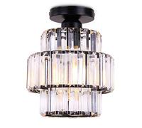 QTHWB Hallway Chandeliers,Flush Mount Ceiling Light,Double-Layers Crystal Chandelier Fixture for Bedroom,Hallway,Bar,Kitchen,Bathroom,Included Light