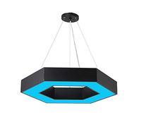 QTHWB Hexagon LED Chandelier Living Room Dining Room Decor Ceiling Hanging Lamp with Blue Light (Color Solid - Blue Li)