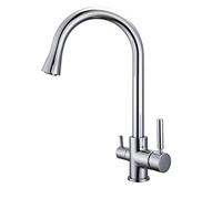QTHWB High Arc Hole, 2 Handle, Hot and Cold Water Mixing Sink Brass Kitchen Faucet Aerator for Farmhouse Vanity Lavatory Tap Econo Thriving
