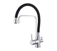 QTHWB High Arc Water Taps with Black Silicone Hose in 1 Cold and Hot Mixer Faucet Solid Brass Kitchen Sink Tap Thriving