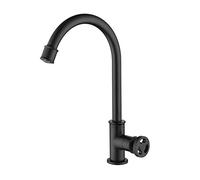 QTHWB Industrial Black Sink Faucet Brass Rotating Tap Single Handle Hot and Cold Water Kitchen Mixer Tap,Black