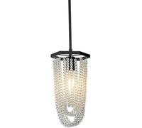 QTHWB Industrial Retro Hanging Light Source Wrought Iron Single-Headed Pendant Lamp Luxury Crystal Chandelier Black Exquisite Ceiling,for Living Room