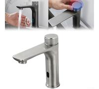 QTHWB Infrared Mixer Automatic Basin Sensor 304 Stainless Steel Touchless Tap for Bathroom Hot and Cold Water Faucet (Silver)
