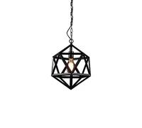 QTHWB Iron Art Hollow Diamond Chandelier, Birdcage Geometric Creative V-intage Decoration Hanging Light Fixture, Retro Ceiling Farmhouse Kitchen Island Village Pendant Lamp For Dining Bedroom,Hang