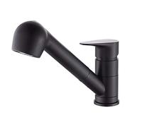 QTHWB Kitchen Faucet Black with Pull Down Sprayer Brass Retractable Rotating Hot and Cold 2 Functions Kitchen Sink Faucets