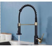 QTHWB Kitchen Faucet Single Handle Brass Hot Cold Water Mixer Tap with Pull Down Sprayer Nozzle in Black Gold Chasing The Dawn
