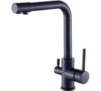 QTHWB Kitchen Faucets Way Brass Direct Drinking Hot and Cold Swivel Multi-Function Water Purifier Faucet-Black (Color : Antique)