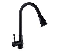 QTHWB Kitchen Taps, High Arc Handle Sink Tap Single Hole Mixing Faucet 2 Modes Extractable Handheld Shower Pull Out Down Sprayer Cold Hot Water Faucets Thriving
