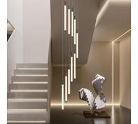 QTHWB large staircase chandelier height adjustable Pendant Light black iron creative high ceiling chic suitable for hotel villa bar lobby decorative Hanging Lamp(Col