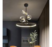 QTHWB LED Chandelier G9 Source Glass Lampshade Living Room Study Lighting Pendant Light Nordic Restaurant Iron Bedroom Decoration Hanging Lights (Color 59cm*49cm, Size : White