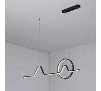 QTHWB LED Linear Chandelier Kitchen Island Pendant Lighting Geometric Hanging Lamp, 38W 3 Color Mode Indoor Chandeliers for Dining Table, Living Room Suspended Lights